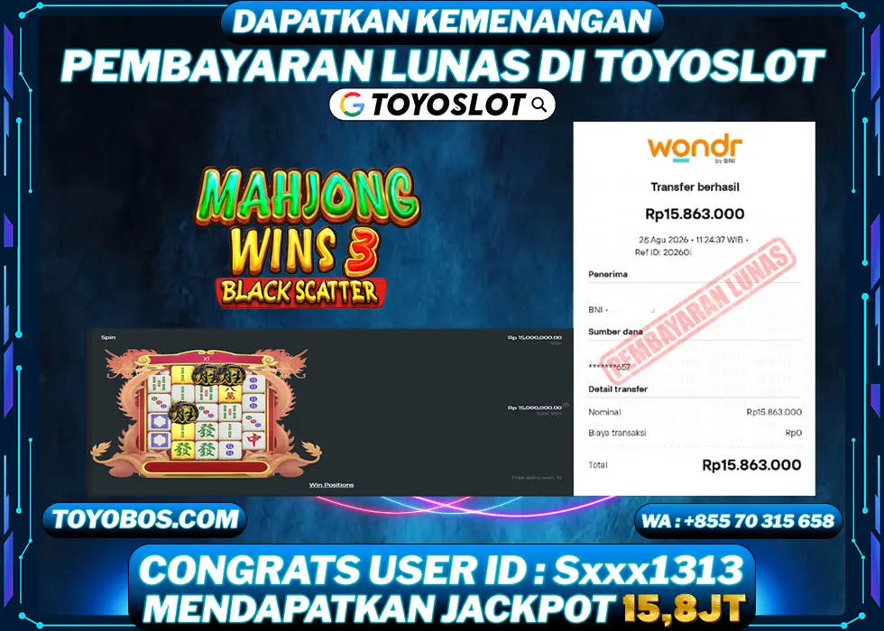 BUKTI KEMENANGAN Mahjong Wins 3 - Black Scatter Rp15,800,000- LUNAS